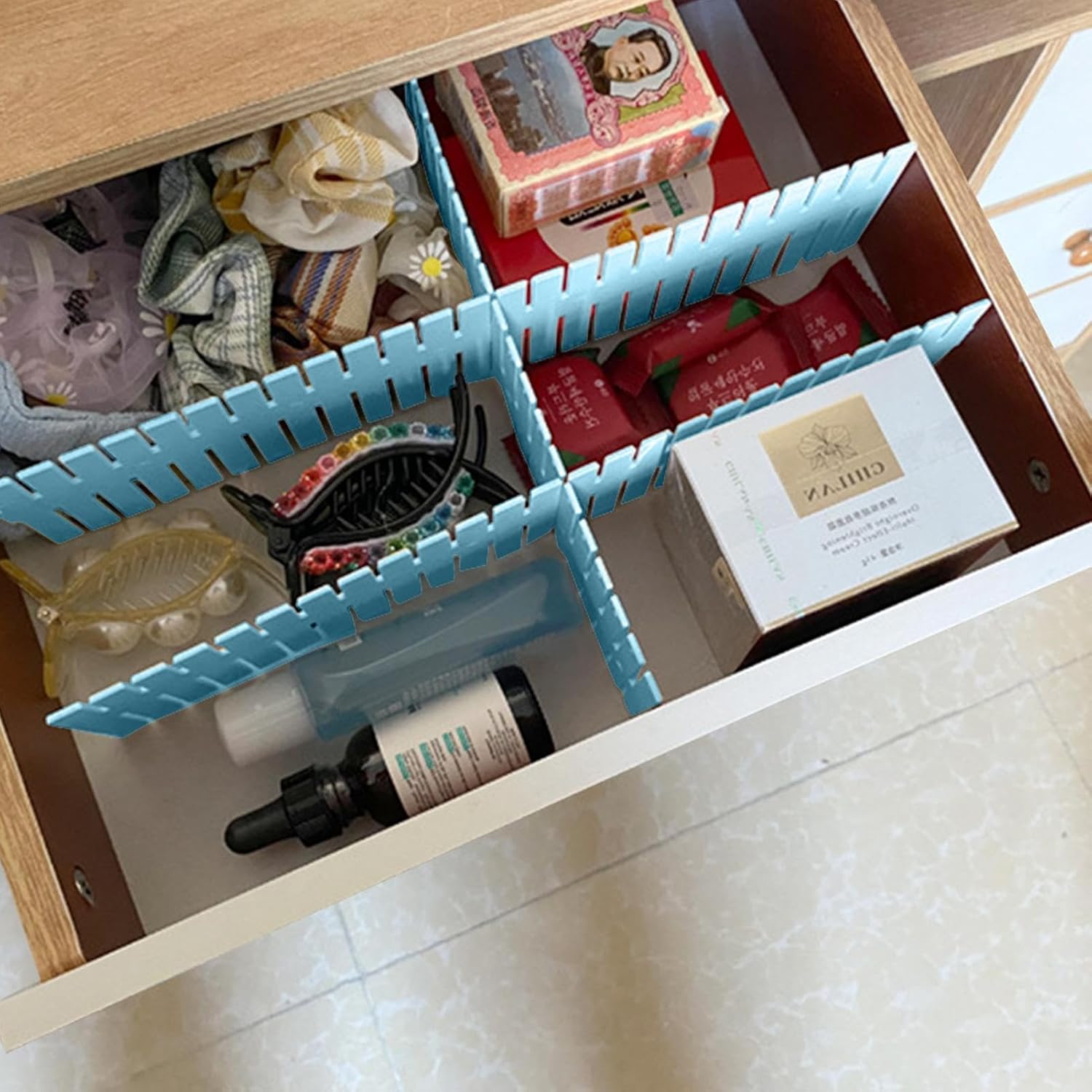 Séparateur de Tiroir - AdjustableDivider™ - Bleu - Bureau élégant